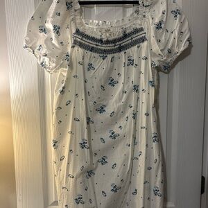 a.n.a White Dress with Blue Floral Design